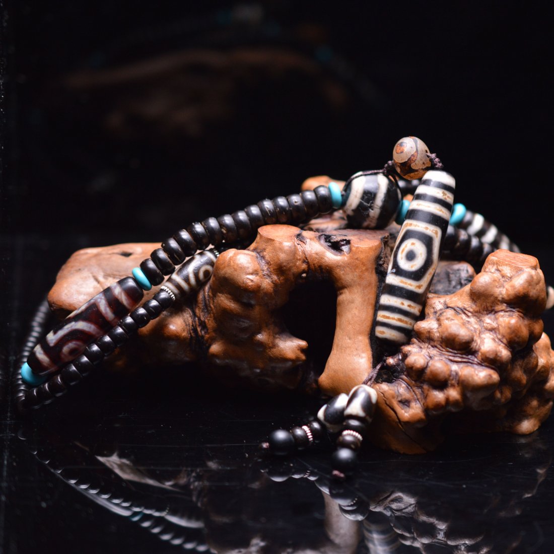 Three-Eyed Dzi Bead Necklace (1 of 2)