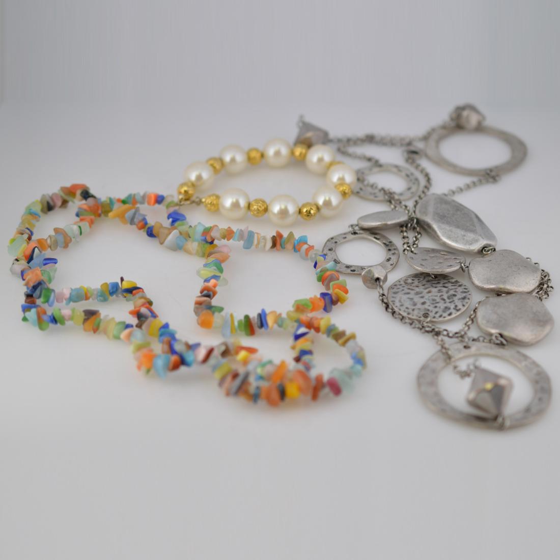Silver Necklace + Pearl Bracelet + Color-Gem Necklace (1 of 2)