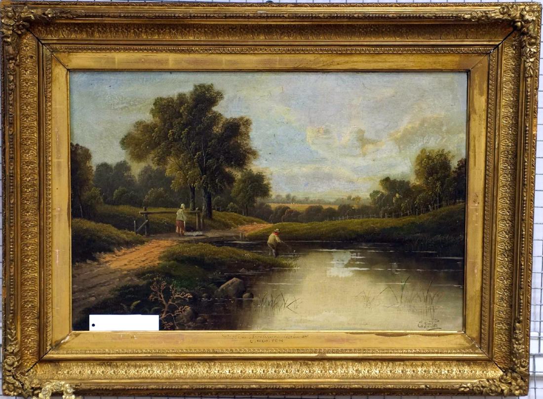 DIPINTO (-) Etty Horton olio su pannello: DIPINTO (-) Etty Horton olio su pannello raff.paesaggio cm. 40x59