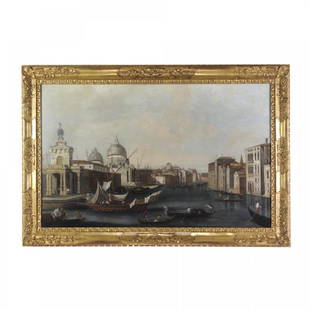 Vincenzo Chilone 1758-1839 olio su tela: Vincenzo Chilone 1758-1839 olio su tela raff.L'ingresso di Canal Grande 61x96 cm Autentica del Prof.Dario Succi