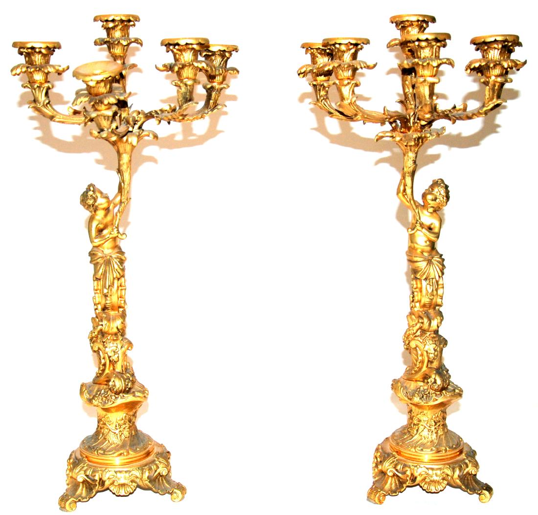 coppia di candelabri in bronzo dorato stile Luigi (1 of 1)