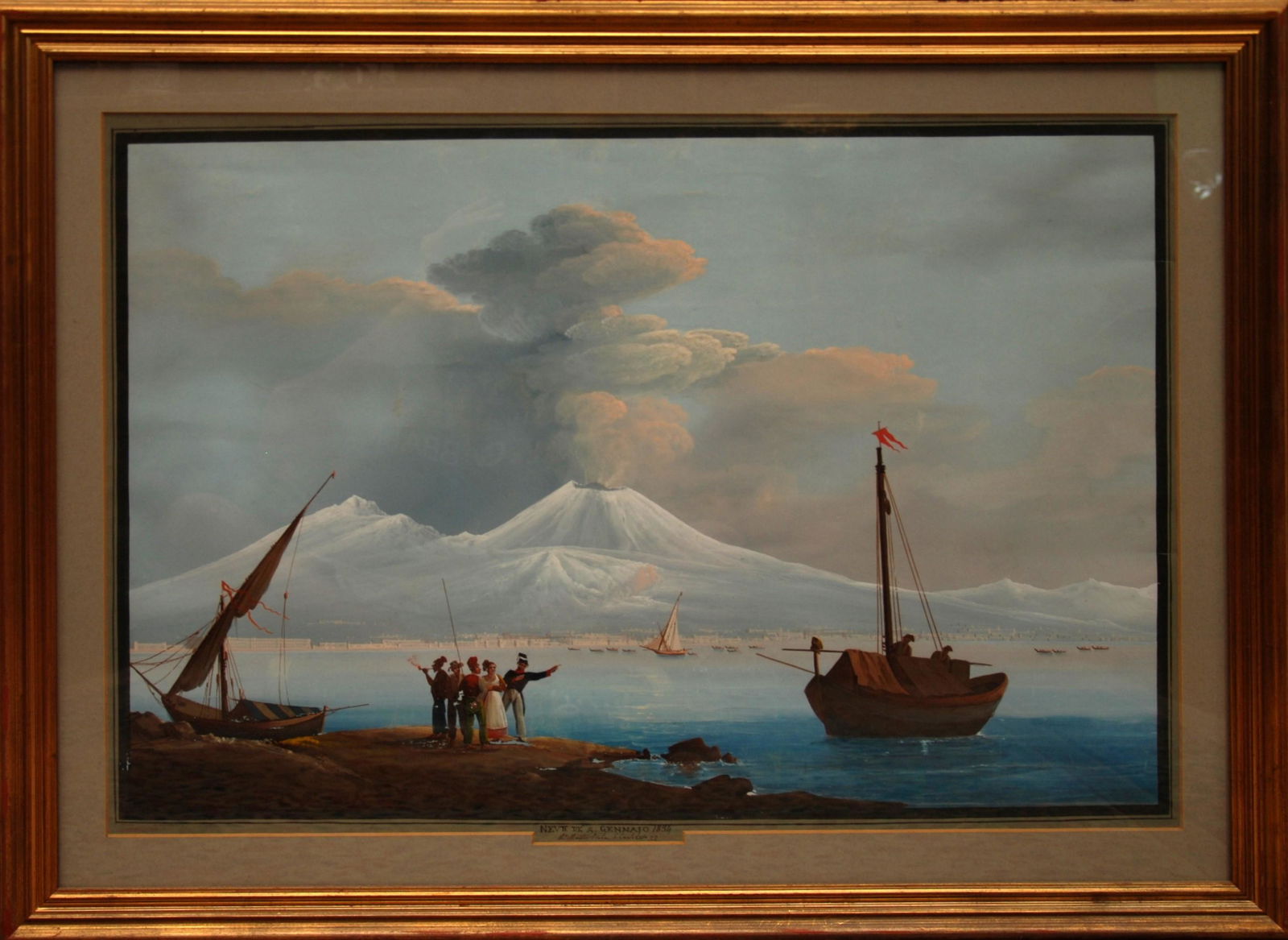 Gouache napoletana raff.veduta di Napoli con , (1 of 1)