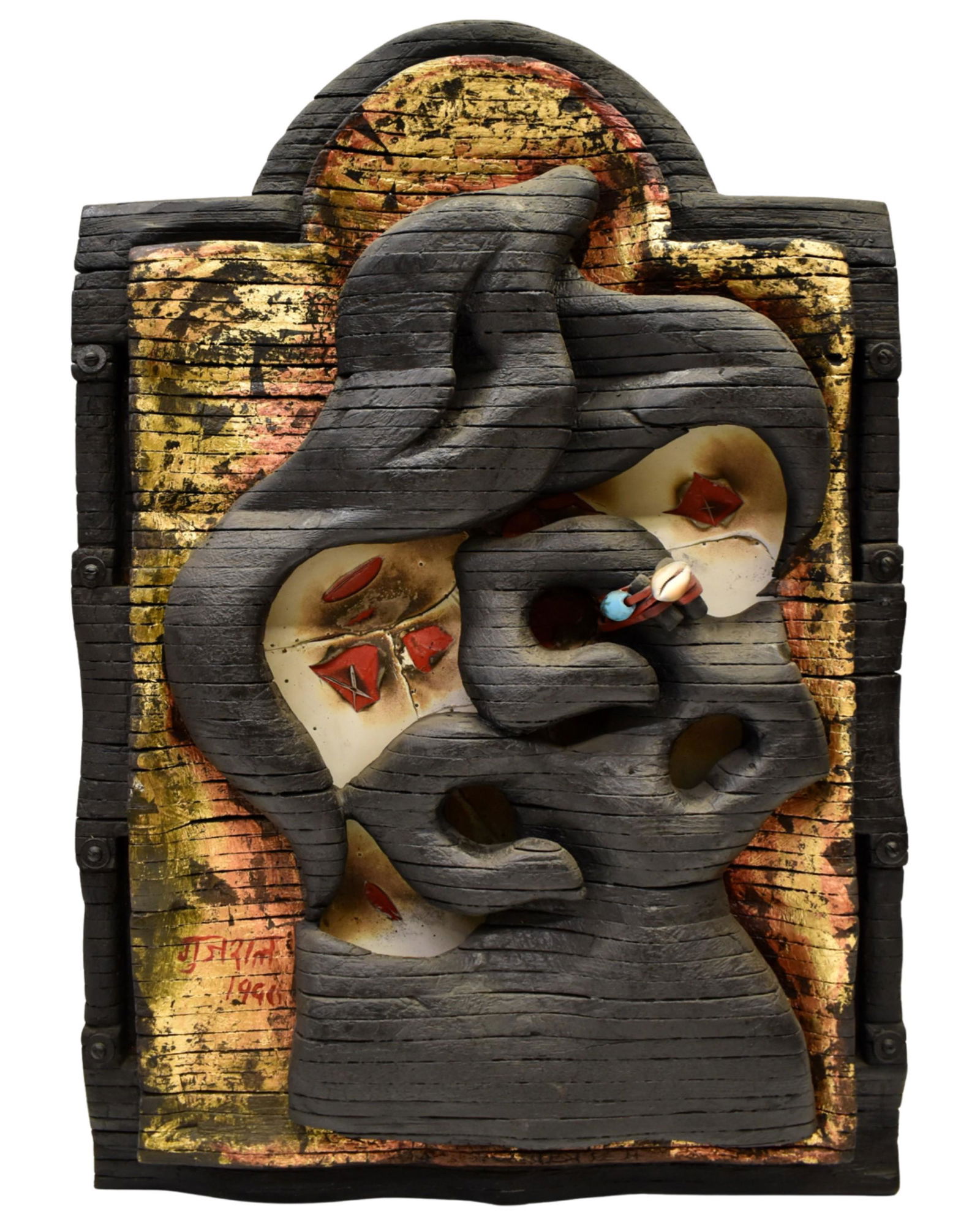 Satish Gujral (1925-2020) scultura in materiali: Satish Gujral (1925-2020) scultura in materiali misti firmata in basso a sinistra e datata 1990 cm. 94x66