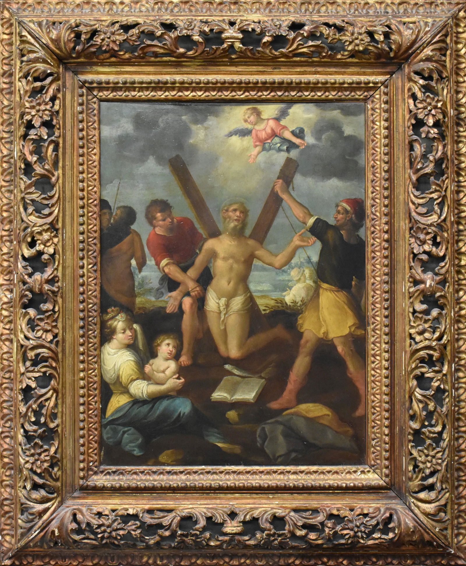 Giulio Campi 1502/1572 olio su tavola "Martirio: Giulio Campi 1502/1572 olio su tavola "Martirio di Sant'Andrea, firmato in basso a sinistra cm. 55x39,5