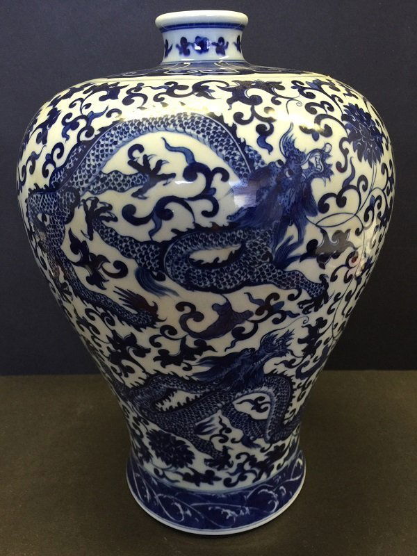 Kangxi Mark Blue& White Porcelain Meiping Vase (1 of 6)