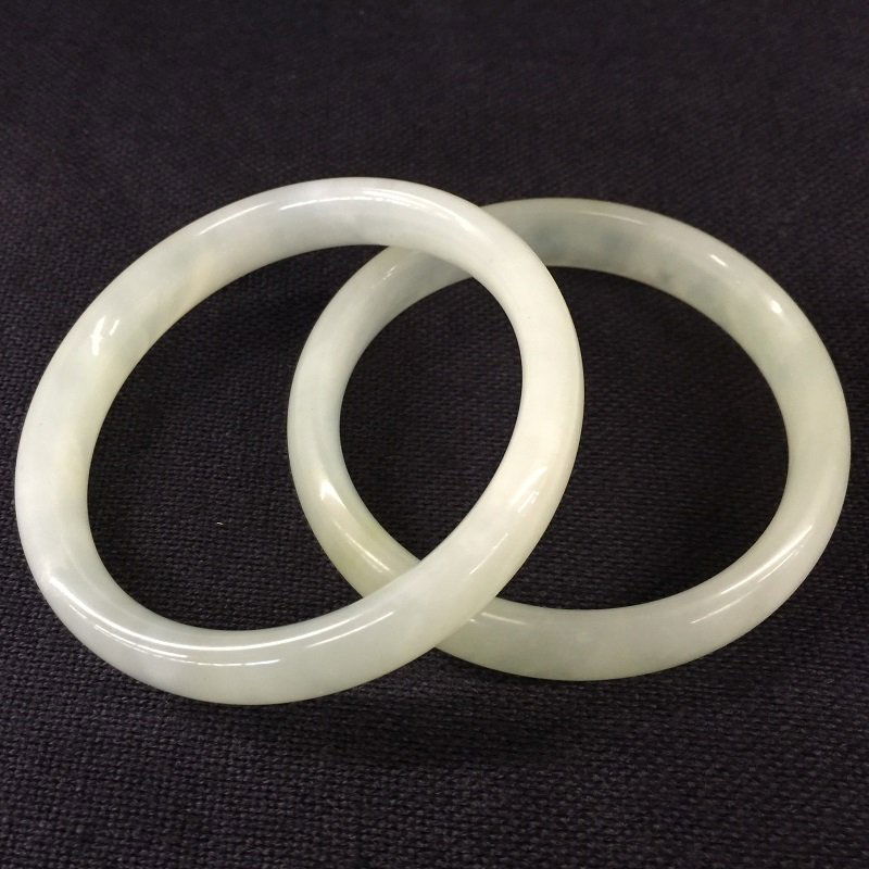 Two Nicely Carved White Jade Bangles (1 of 4)