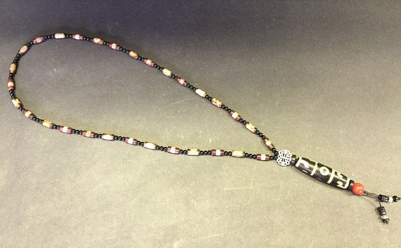 Antique 3 Eyes Tibetan Dzi Pendant Necklace (1 of 4)