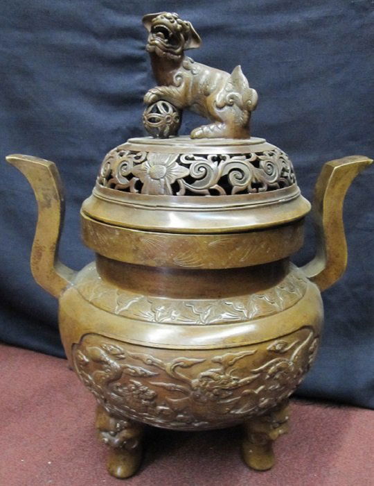 Qianlong Mark Heavily Copper Tripod Censer With Lidded (1 of 7)