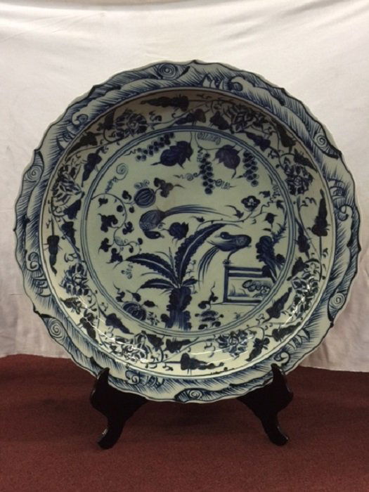 Ming Style Large Blue And White Porcelain Plate (1 of 6)
