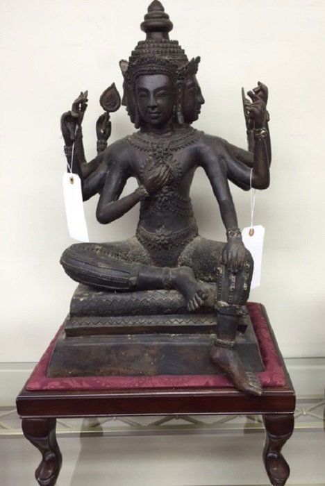 Antique Bronze Four-Faced Buddha Seated On Base (1 of 7)