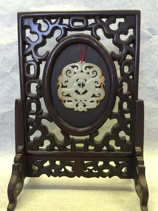 Qing Wood Panel Attached With Hetian White Jade Pendant (1 of 4)