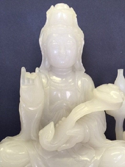 White Jade Guan-Yin Seated on Throne With Ruyi (1 of 7)