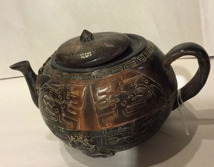 A Finely Carved Antique Horn Tea Pot With Motifs (1 of 5)