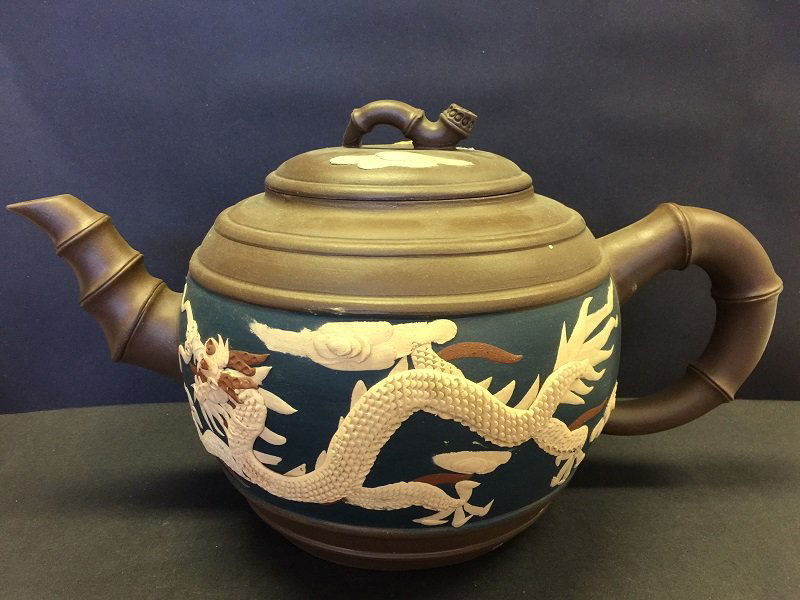 Finely Carved Large Yixing Dragon & Phoenix Tea Pot (1 of 6)