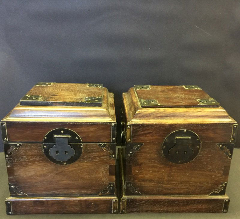 Qing Pair Of Rosewood Seal Box With Copper Reinforced (1 of 6)