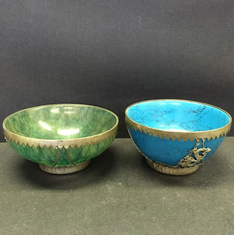 Antique Two Chinese Silver Braceing Bowls (1 of 4)