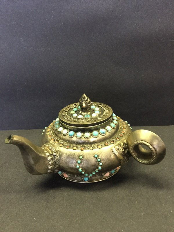 A Finely Carved Tibetan Silver Teapot (1 of 5)