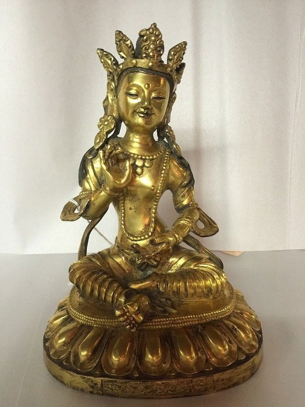 Finely Carved Ming Tibetan Gilt Bronze Buddha (1 of 5)