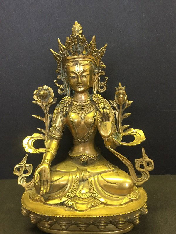Antique Gilt Bronze Tibetan Buddha Seating On Lotus (1 of 6)