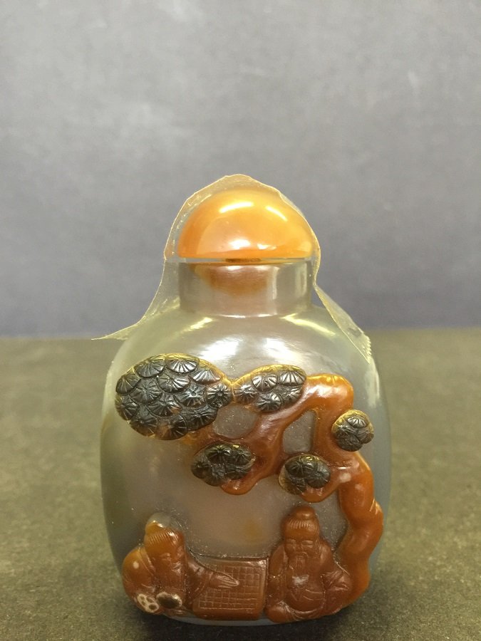 Antique Finely Carved Agate Snuff Bottle (1 of 3)