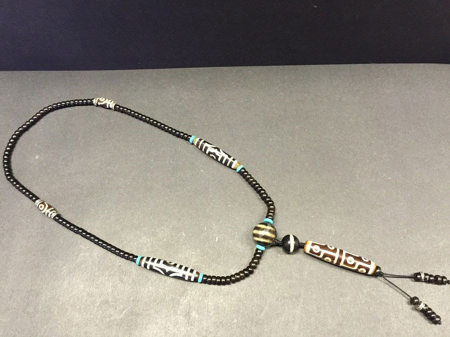 Antique 12 Eyes Tibetan Dzi Pendant With Dzi Necklace (1 of 4)