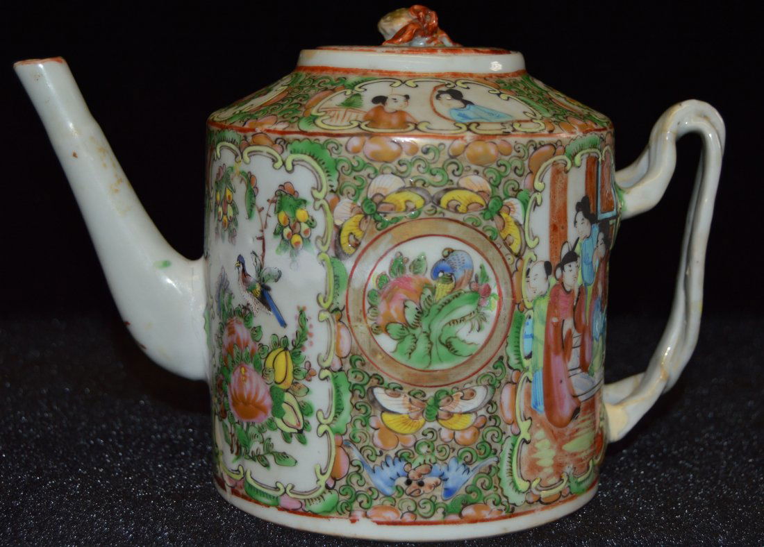 Chinese Export Rose Medallion Teapot (1 of 6)