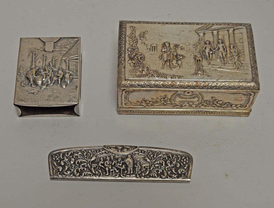 3-pcs Assorted Well Carved Silver Cigarette/comb Boxes (1 of 4)