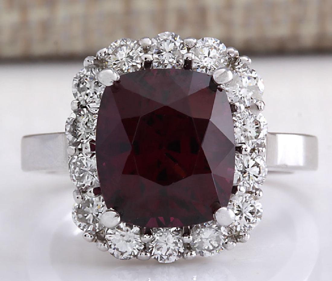 6.17Ct Natural Red Hessonite Garnet And Diamond Ring: Stamped: 14K Ring Size: 6.25 Total Ring Weight: 5.4 Grams Diamond Weight: Total natural diamond weight is 1.00carat. SI1-SI2 clarity / G-H color Gemstone Weight: Total Natural Garnet Weight is 5.17ctw