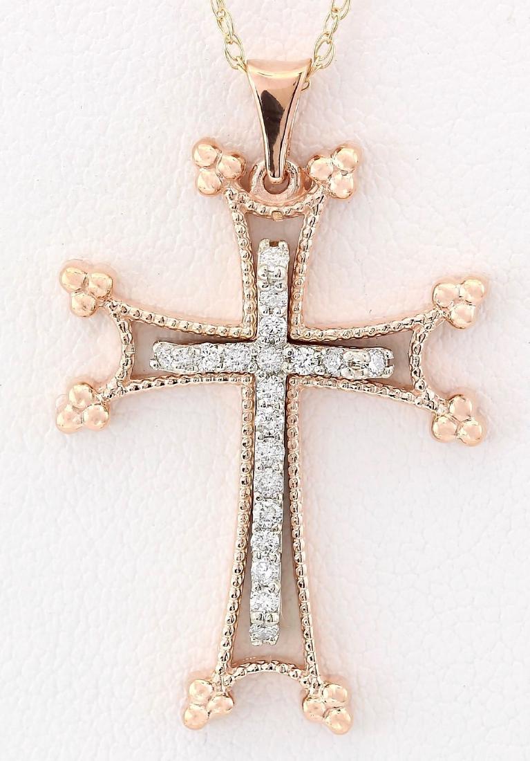 .30 CTW Natural Diamond Pendant In 14k Solid Rose Gold: Stamped: 14K Total Pendant Weight: 4.2 Grams Diamond Weight: Total natural diamond weight is .30carat. SI1-SI2 clarity / G-H color Face Measures: 20.10x21.81mm SKU: [703728]