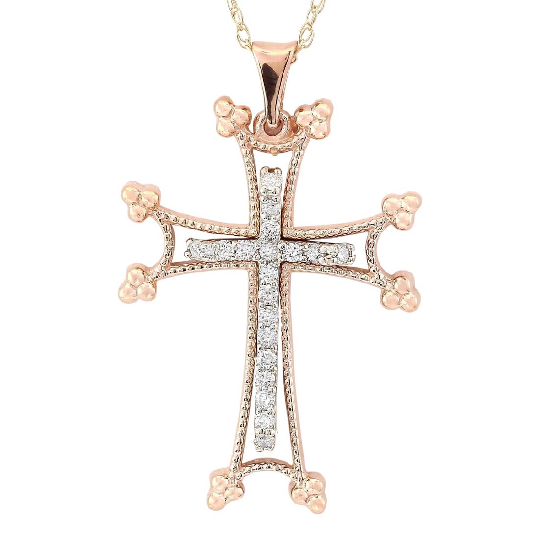 .30 CTW Natural Diamond Pendant In 14k Solid Rose Gold: Stamped: 14K Total Pendant Weight: 4.2 Grams Diamond Weight: Total natural diamond weight is .30carat. SI1-SI2 clarity / G-H color Face Measures: 20.10x21.81mm SKU: [703728]