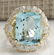 13.13Ct Natural Aquamarine And Diamond Ring In18K Solid