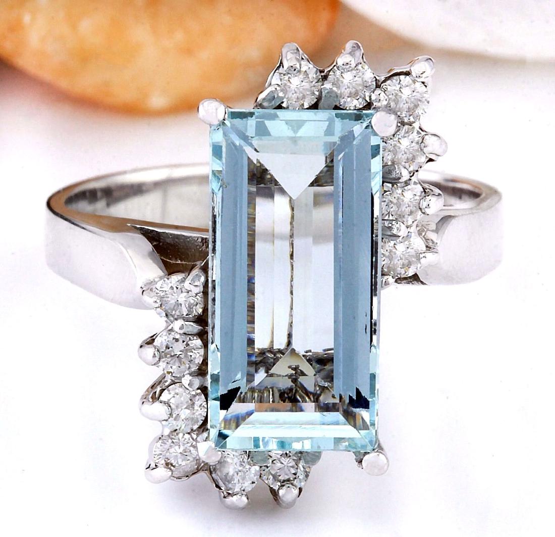 3.33 Carat Natural Aquamarine 18K Solid White Gold: 3.33 Carat Natural Aquamarine 18K Solid White Gold Diamond Ring Item Type: Ring Item Style: Cocktail Material: 18K White Gold Mainstone: Aquamarine Stone Color: Blue Stone Weight: 3.03 Carat Stone Sha