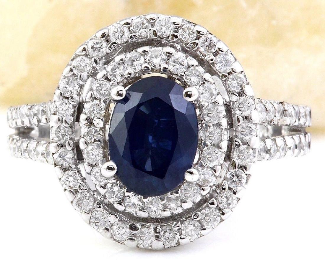 3.10 Carat Natural Sapphire 18K Solid White Gold: 3.10 Carat Natural Sapphire 18K Solid White Gold Diamond Ring Item Type: Ring Item Style: Engagement Material: 18K White Gold Mainstone: Sapphire Stone Color: Blue Stone Weight: 2.10 Carat Stone Shape