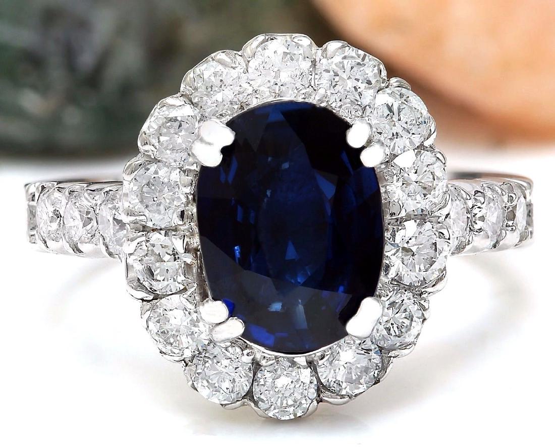 3.35 Carat Natural Sapphire 18K Solid White Gold: 3.35 Carat Natural Sapphire 18K Solid White Gold Diamond Ring Item Type: Ring Item Style: Engagement Material: 18K White Gold Mainstone: Sapphire Stone Color: Blue Stone Weight: 2.55 Carat Stone Shape