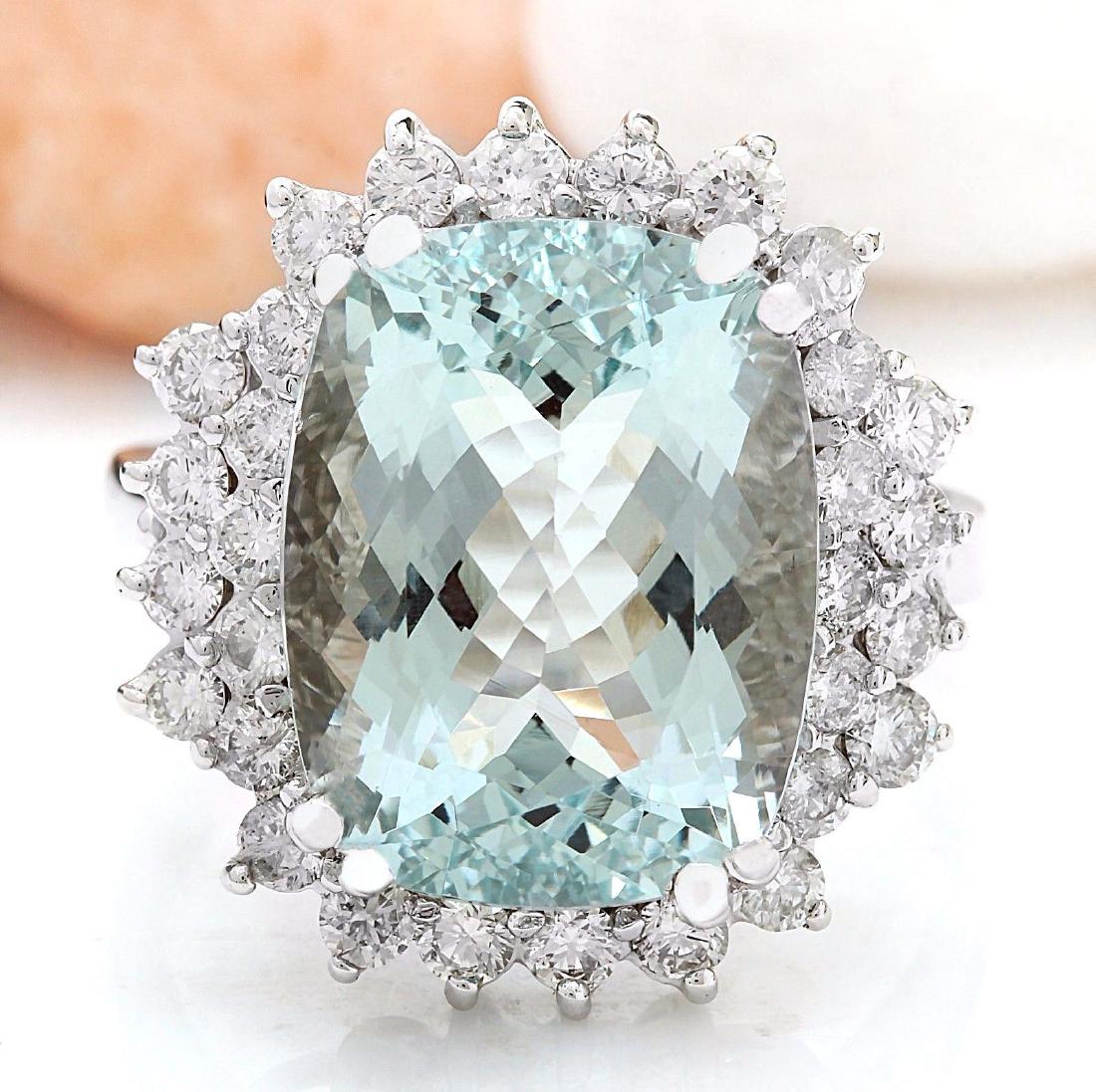 8.61 Carat Natural Aquamarine 14K Solid White Gold: 8.61 Carat Natural Aquamarine 14K Solid White Gold Diamond Ring Item Type: Ring Item Style: Cocktail Material: 14K White Gold Mainstone: Aquamarine Stone Color: Blue Stone Weight: 7.61 Carat Stone Sha