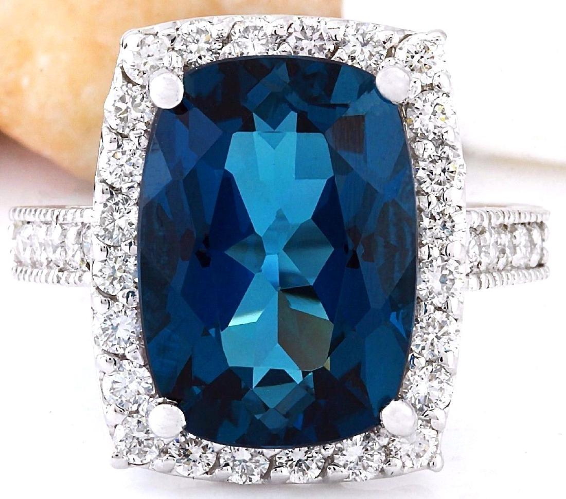 7.90 Carat Natural Topaz 18K Solid White Gold Diamond: 7.90 Carat Natural Topaz 18K Solid White Gold Diamond Ring Item Type: Ring Item Style: Cocktail Material: 18K White Gold Mainstone: Topaz Stone Color: London Blue Stone Weight: 7.00 Carat Stone Shape: