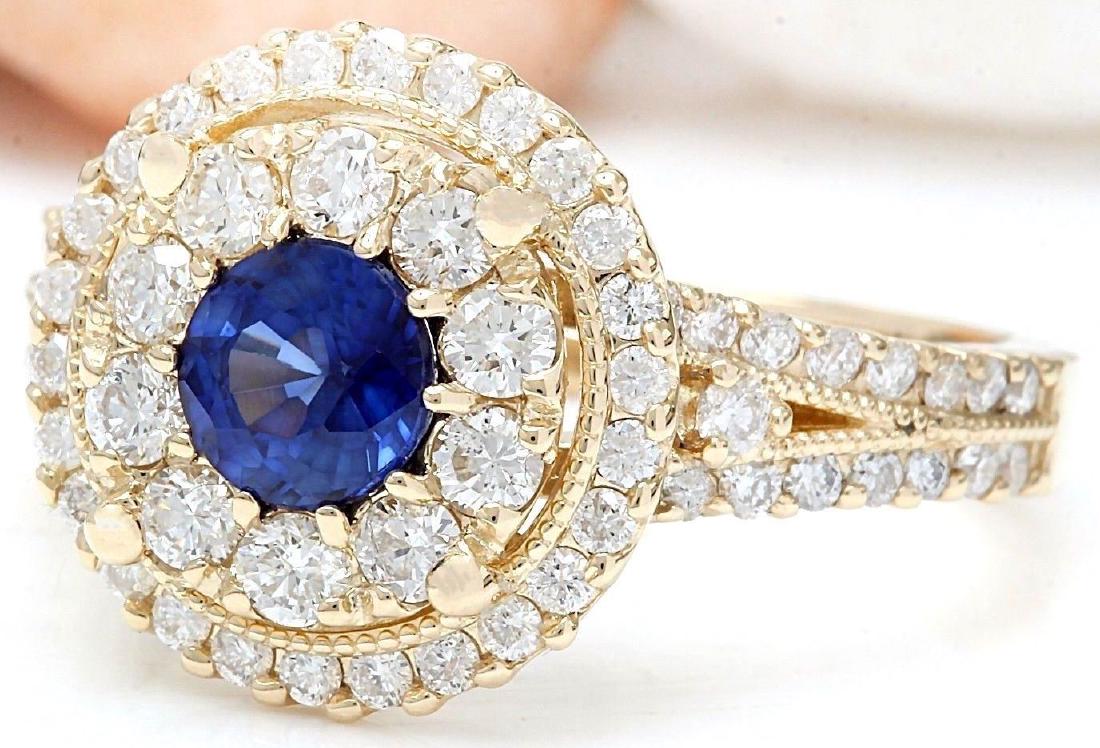 2.10 Carat Natural Sapphire 18K Solid Yellow Gold: 2.10 Carat Natural Sapphire 18K Solid Yellow Gold Diamond Ring Item Type: Ring Item Style: Engagement Material: 18K Yellow Gold Mainstone: Sapphire Stone Color: Blue Stone Weight: 1.00 Carat Stone Sha