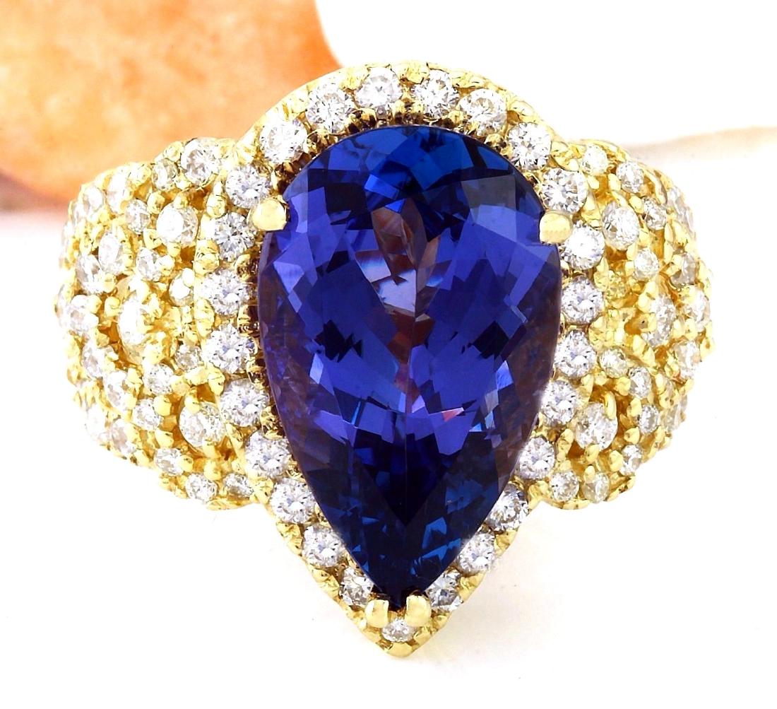 7.73 Carat Natural Tanzanite 18k Solid Yellow Gold: 7.73 Carat Natural Tanzanite 18k Solid Yellow Gold Diamond Ring Item Type: Ring Item Style: Cocktail Material: 18k Yellow Gold Mainstone: Tanzanite Stone Color: Blue Stone Weight: 5.73 Carat Stone Sha