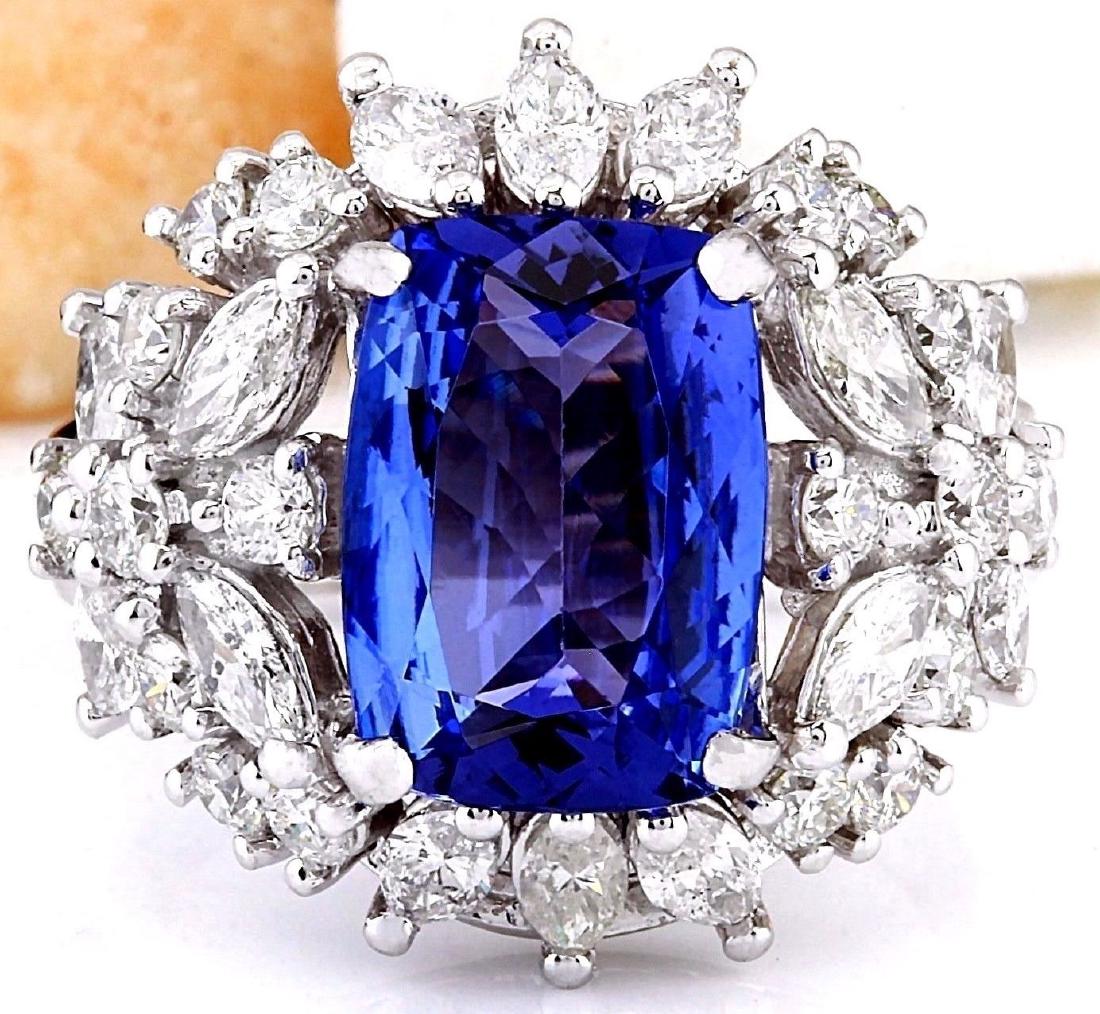 5.35 Carat Natural Tanzanite 18k Solid White Gold: 5.35 Carat Natural Tanzanite 18k Solid White Gold Diamond Ring Item Type: Ring Item Style: Cocktail Material: 18k White Gold Mainstone: Tanzanite Stone Color: Blue Stone Weight: 3.35 Carat Stone Shape