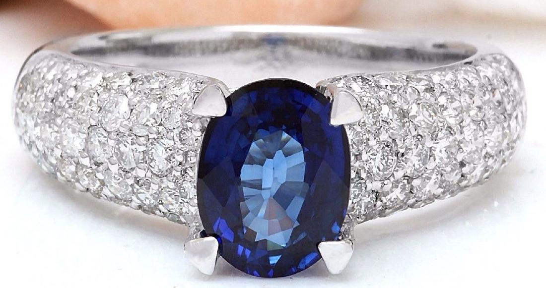 2.95 Carat Natural Sapphire 18K Solid White Gold: 2.95 Carat Natural Sapphire 18K Solid White Gold Diamond Ring Item Type: Ring Item Style: Engagement Material: 18K White Gold Mainstone: Sapphire Stone Color: Blue Stone Weight: 1.70 Carat Stone Shape