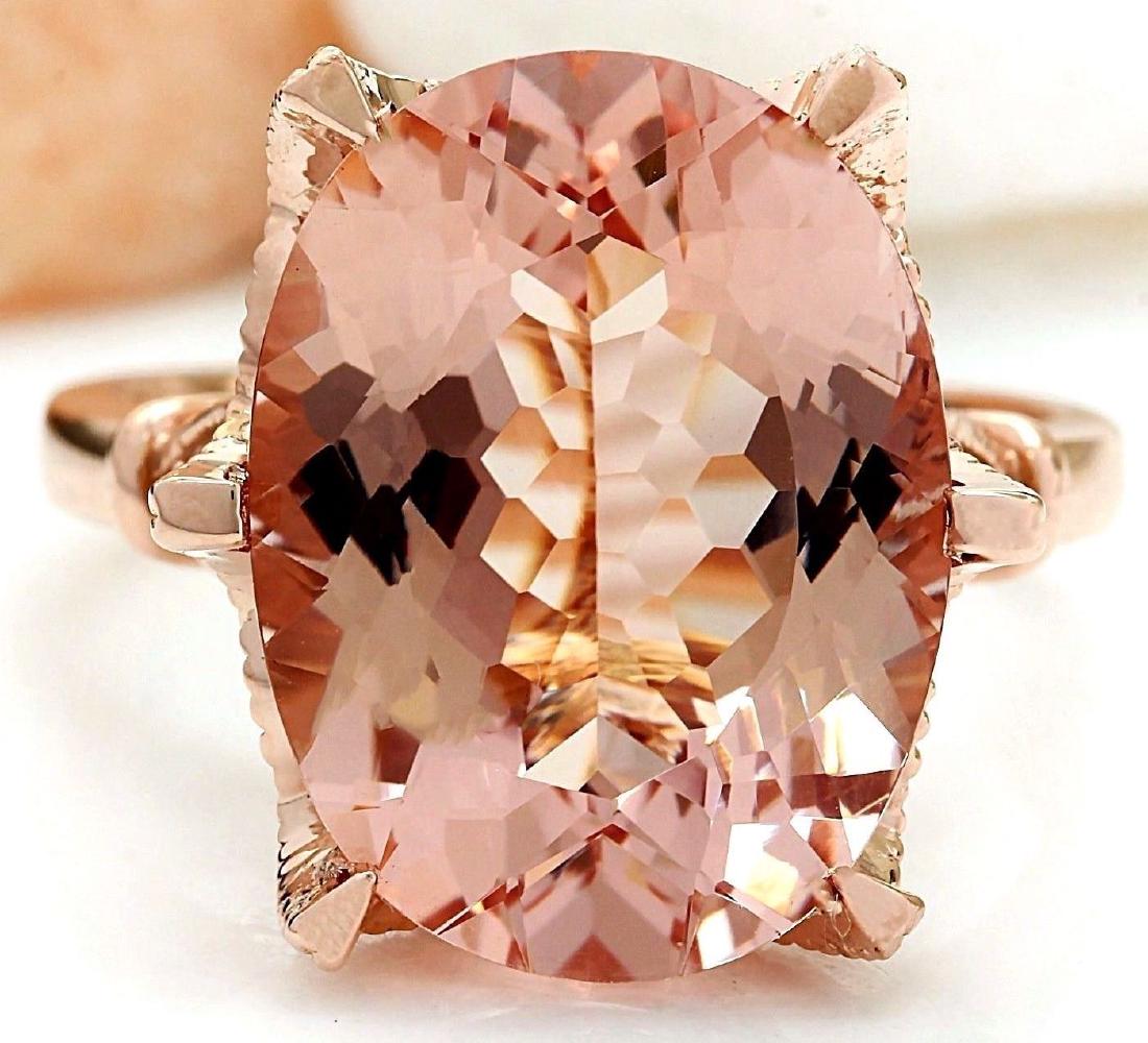 8.95 Carat Natural Morganite 18K Solid Rose Gold: 8.95 Carat Natural Morganite 18K Solid Rose Gold Diamond Ring Item Type: Ring Item Style: Cocktail Material: 18K Rose Gold Mainstone: Morganite Stone Color: Peach Stone Weight: 8.83 Carat Stone Shape: