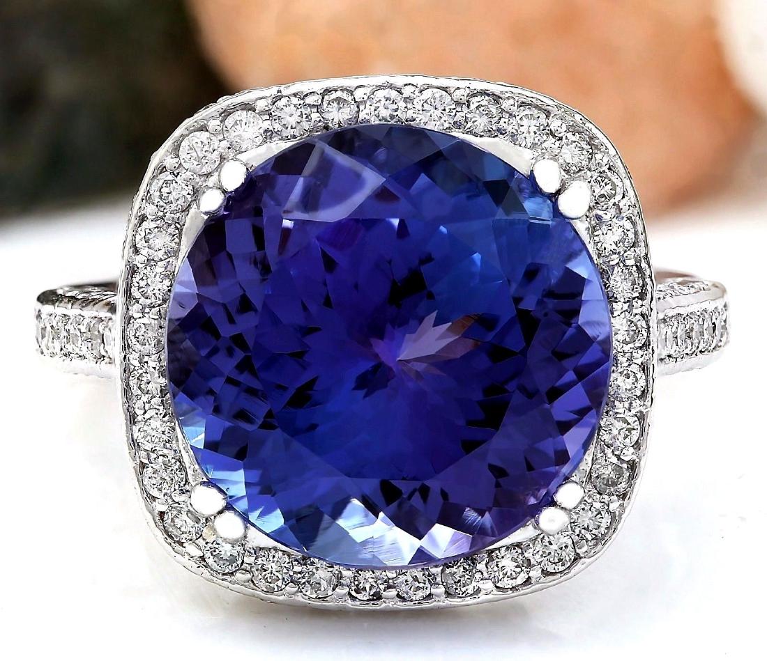 14.79 Carat Natural Tanzanite 18K Solid White Gold: 14.79 Carat Natural Tanzanite 18K Solid White Gold Diamond Ring Item Type: Ring Item Style: Cocktail Material: 18K White Gold Mainstone: Tanzanite Stone Color: Blue Stone Weight: 12.93 Carat Stone Sha