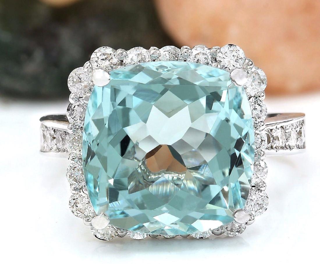 9.80 Carat Natural Aquamarine 18K Solid White Gold: 9.80 Carat Natural Aquamarine 18K Solid White Gold Diamond Ring Item Type: Ring Item Style: Cocktail Material: 18K White Gold Mainstone: Aquamarine Stone Color: Blue Stone Weight: 8.25 Carat Stone Sha