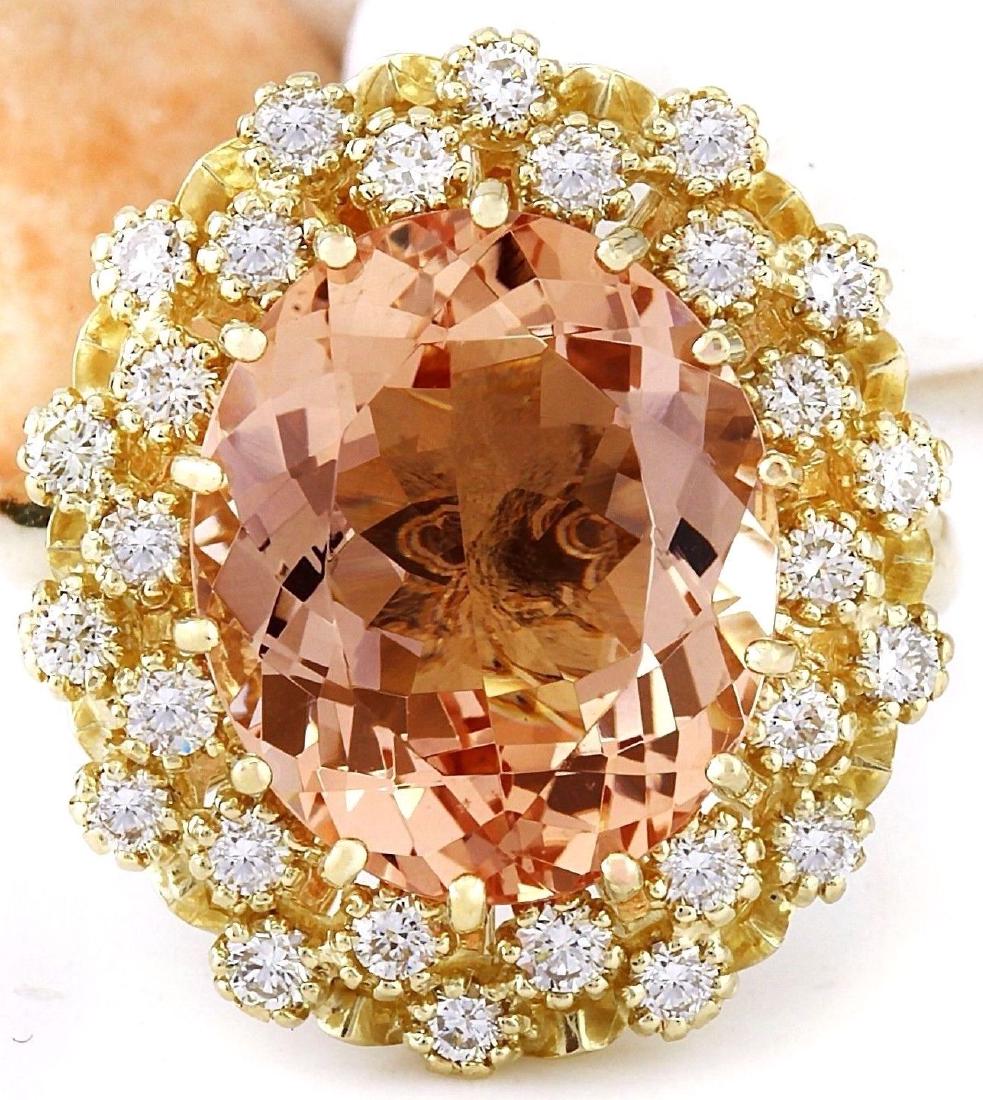 7.92 Carat Natural Morganite 18K Solid Yellow Gold: 7.92 Carat Natural Morganite 18K Solid Yellow Gold Diamond Ring Item Type: Ring Item Style: Cocktail Material: 18K Yellow Gold Mainstone: Morganite Stone Color: Peach Stone Weight: 7.02 Carat Stone Sh