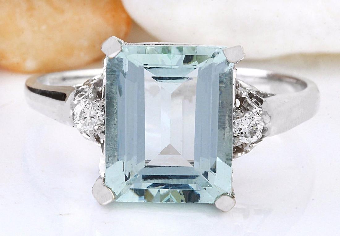 4.34 Carat Natural Aquamarine 18K Solid White Gold: 4.34 Carat Natural Aquamarine 18K Solid White Gold Diamond Ring Item Type: Ring Item Style: Cocktail Material: 18K White Gold Mainstone: Aquamarine Stone Color: Blue Stone Weight: 4.28 Carat Stone Sha