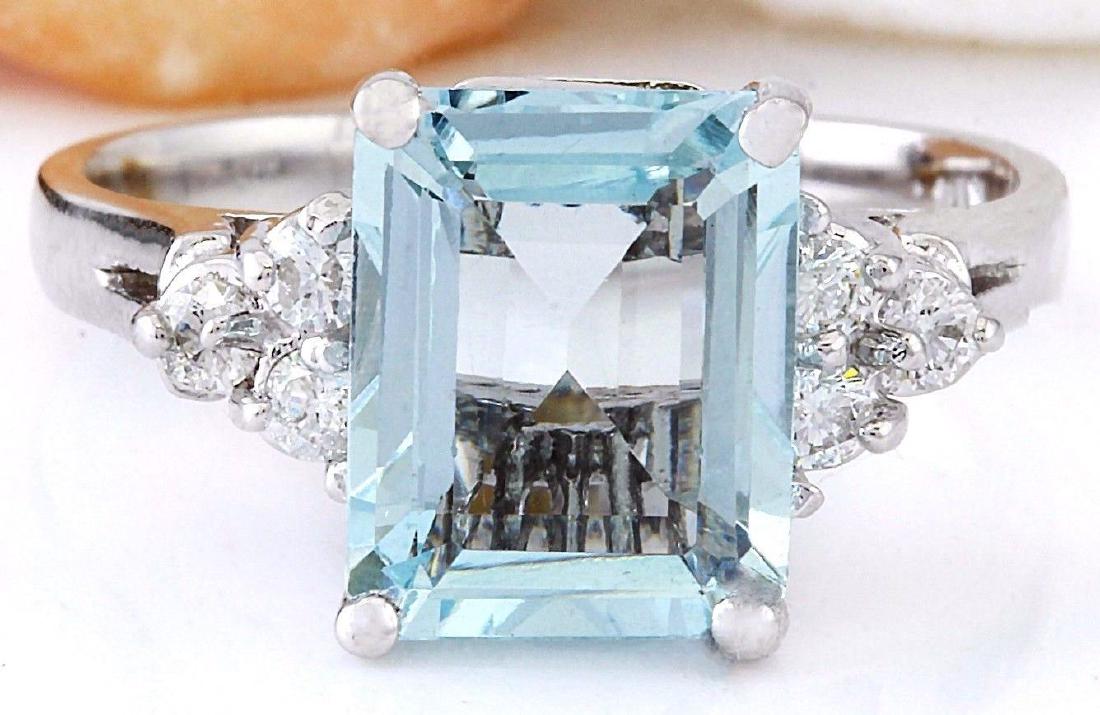 2.90 Carat Natural Aquamarine 18K Solid White Gold: 2.90 Carat Natural Aquamarine 18K Solid White Gold Diamond Ring Item Type: Ring Item Style: Cocktail Material: 18K White Gold Mainstone: Aquamarine Stone Color: Blue Stone Weight: 2.70 Carat Stone Sha