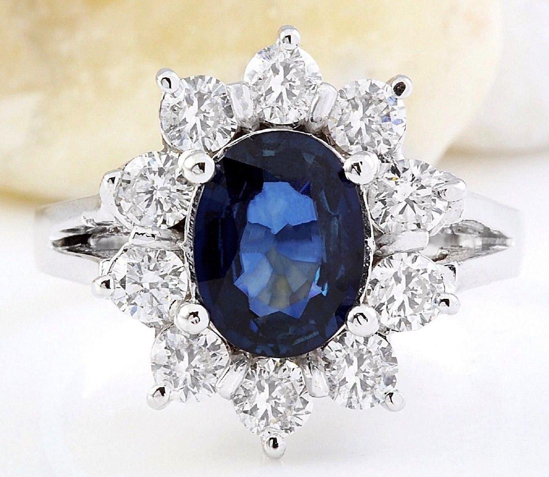 2.38 Carat Natural Sapphire 18K Solid White Gold: 2.38 Carat Natural Sapphire 18K Solid White Gold Diamond Ring Item Type: Ring Item Style: Engagement Material: 18K White Gold Mainstone: Sapphire Stone Color: Blue Stone Weight: 1.50 Carat Stone Shape