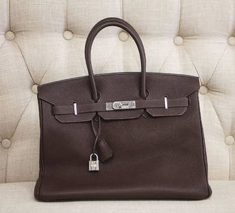 Authentic Hermes Paris Birkin Brown Leather Purse: Material: Leather Length: 14 Inches Height: 10 Inches (With handles 14 Inches) Width: 7.00 Inches EXCELLENT CONDITION!