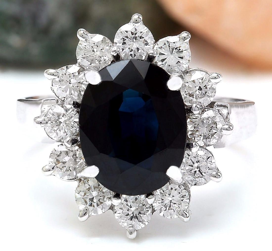 4.55 Carat Natural Sapphire 18K Solid White Gold: 4.55 Carat Natural Sapphire 18K Solid White Gold Diamond Ring Item Type: Ring Item Style: Engagement Material: 18K White Gold Mainstone: Sapphire Stone Color: Blue Stone Weight: 3.45 Carat Stone Shape