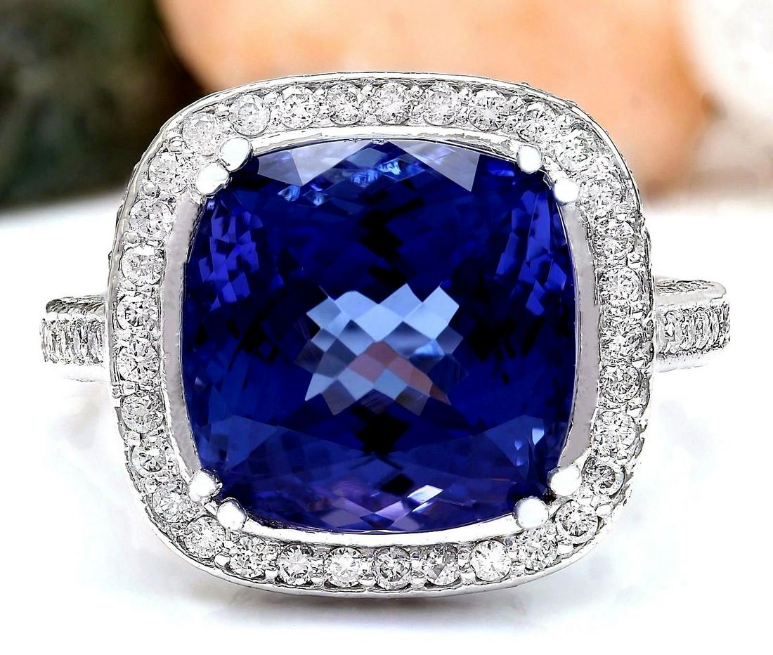 12.07 Carat Natural Tanzanite 18K Solid White Gold: 12.07 Carat Natural Tanzanite 18K Solid White Gold Diamond Ring Item Type: Ring Item Style: Cocktail Material: 18K White Gold Mainstone: Tanzanite Stone Color: Blue Stone Weight: 10.21 Carat Stone Sha